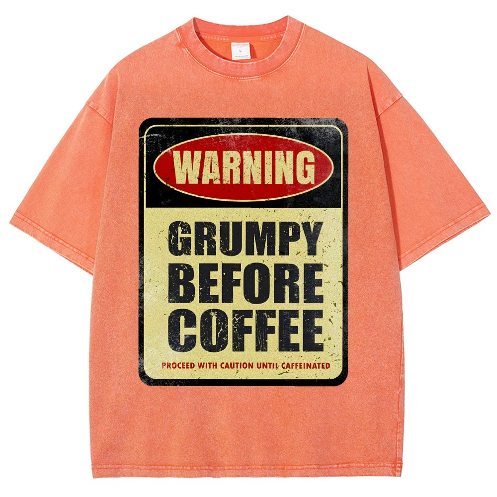 Grumpy Before Coffee Vintage Distressed T-shirt 2412001060