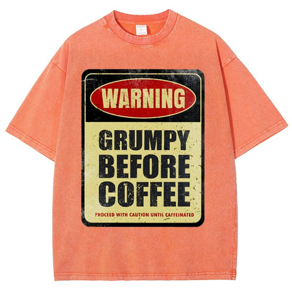 Grumpy Before Coffee Vintage Distressed T-shirt 2412001060