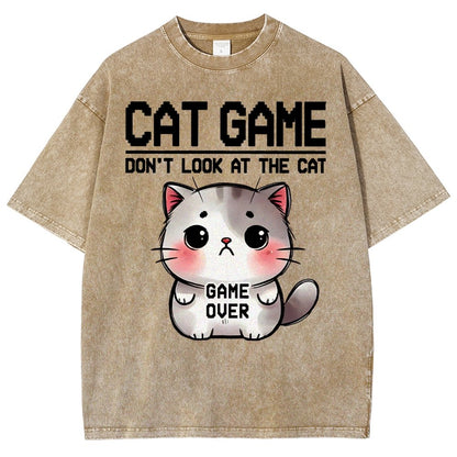 Funny Cat Game-Game Over Vintage Distressed T-shirt