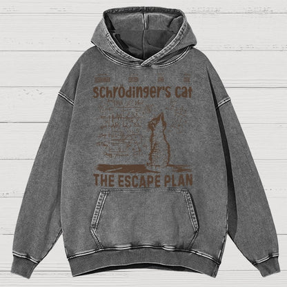Schrodinger's Cat Escape Plan Interesting Physics Science Vintage Distressed Hoodie