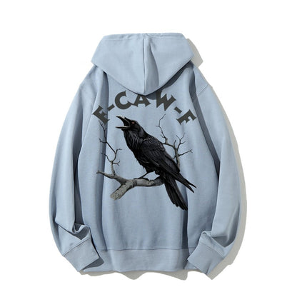 F-Caw-F Funny Crow Printed Back Unisex Cotton Hoodie