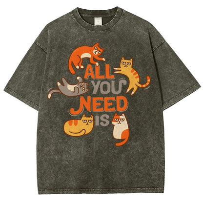 All You Need Is Cat Vintage Distressed T-shirt