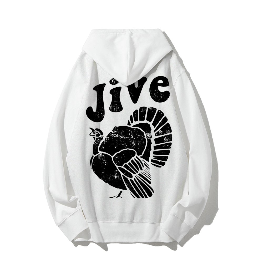 Jive Turkey Printed Back Unisex Cotton Hoodie