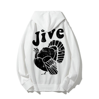 Jive Turkey Printed Back Unisex Cotton Hoodie