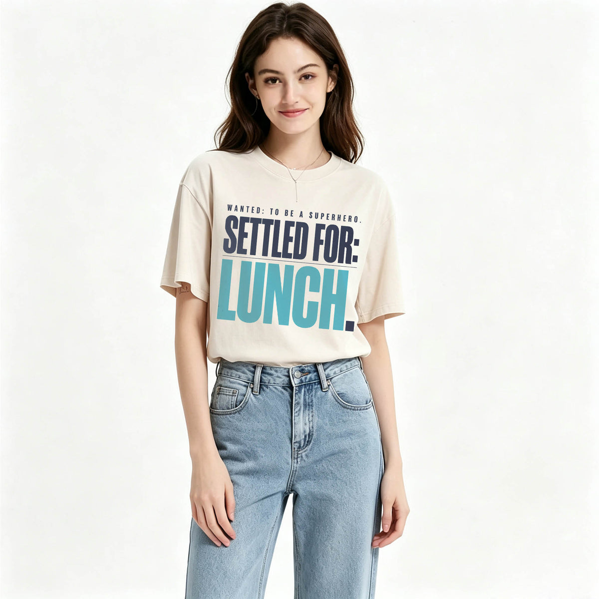 Wanted To Be A Superhero. Settled For Lunch. Funny Sarcastic Graphic T-Shirt