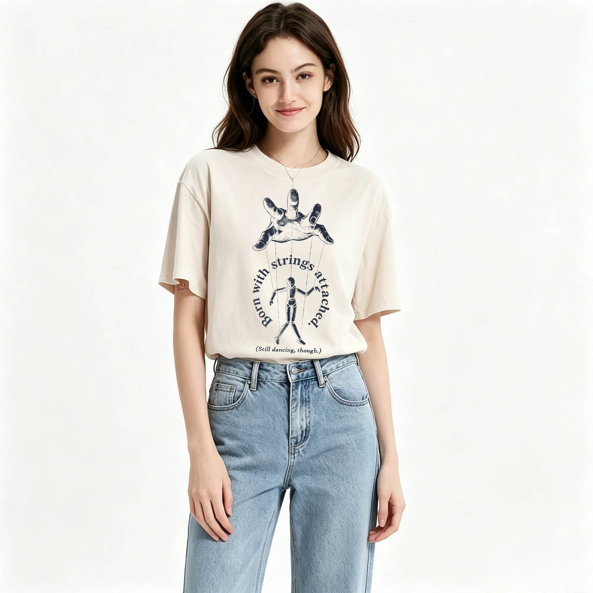 Born With Strings Attached — Funny Dark Humor T-Shirt