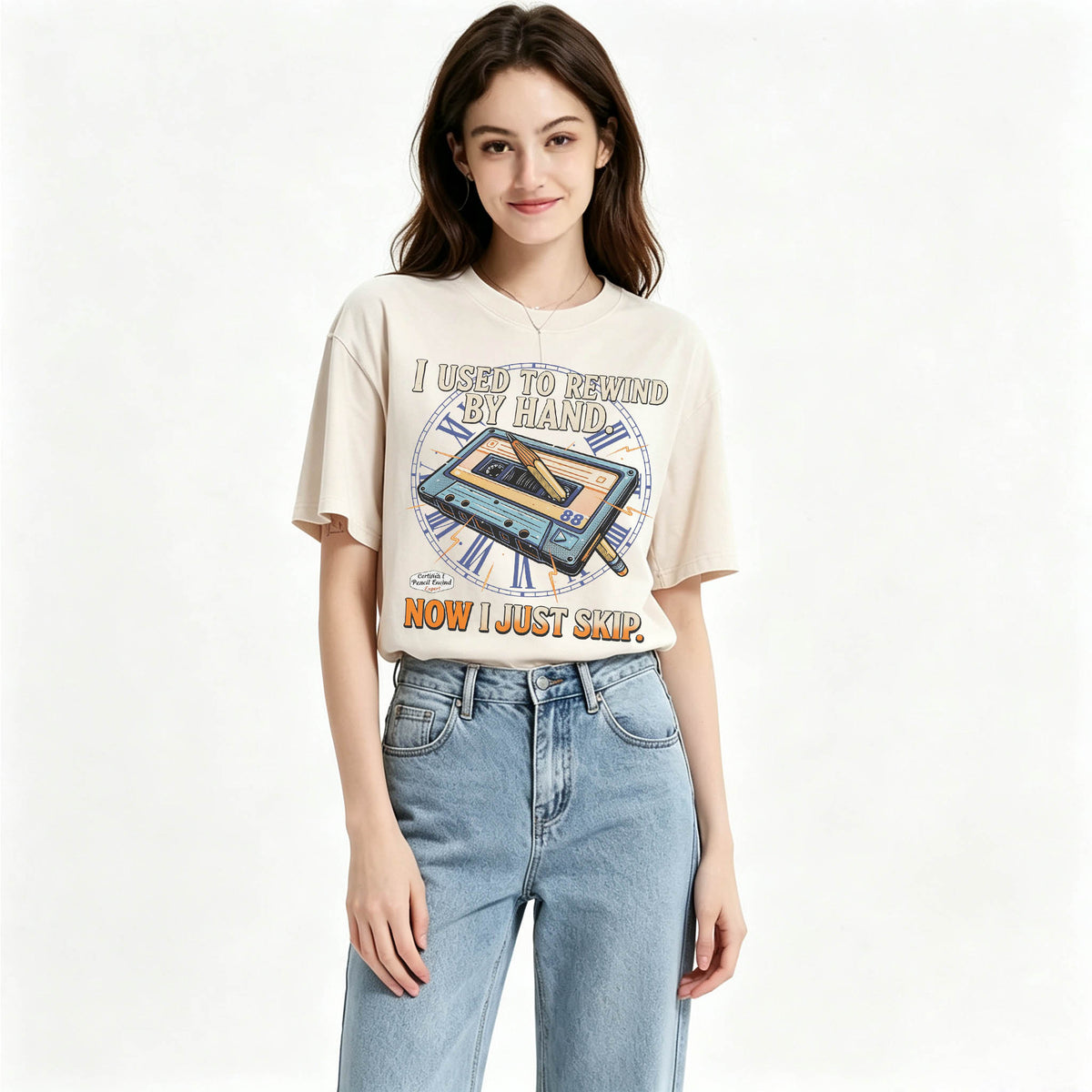 I Used to Rewind By Hand. Now I Just Skip. Funny Vintage Cassette T-Shirt