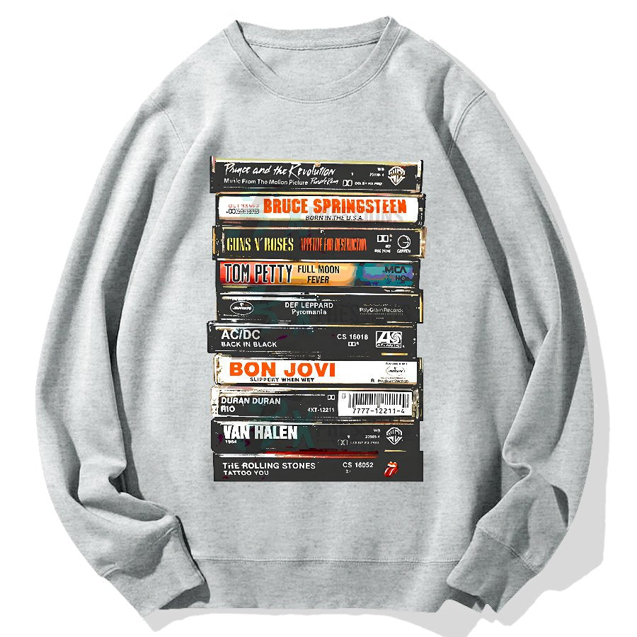 Vintage Rock Cassettes Geek Cotton Sweatshirt