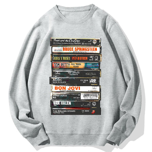 Vintage Rock Cassettes Geek Cotton Sweatshirt
