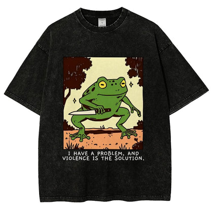 Frog Violence Vintage Distressed T-shirt