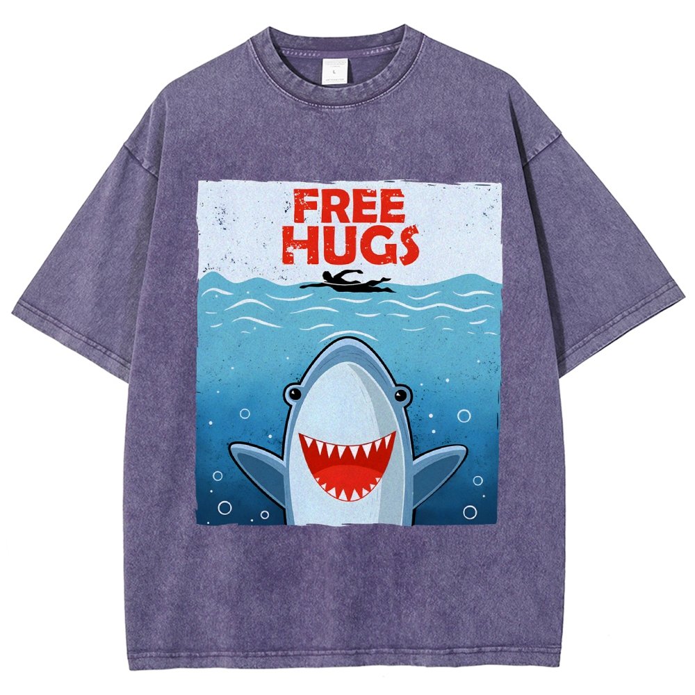 Free Shark Hugs Vintage Distressed T-shirt