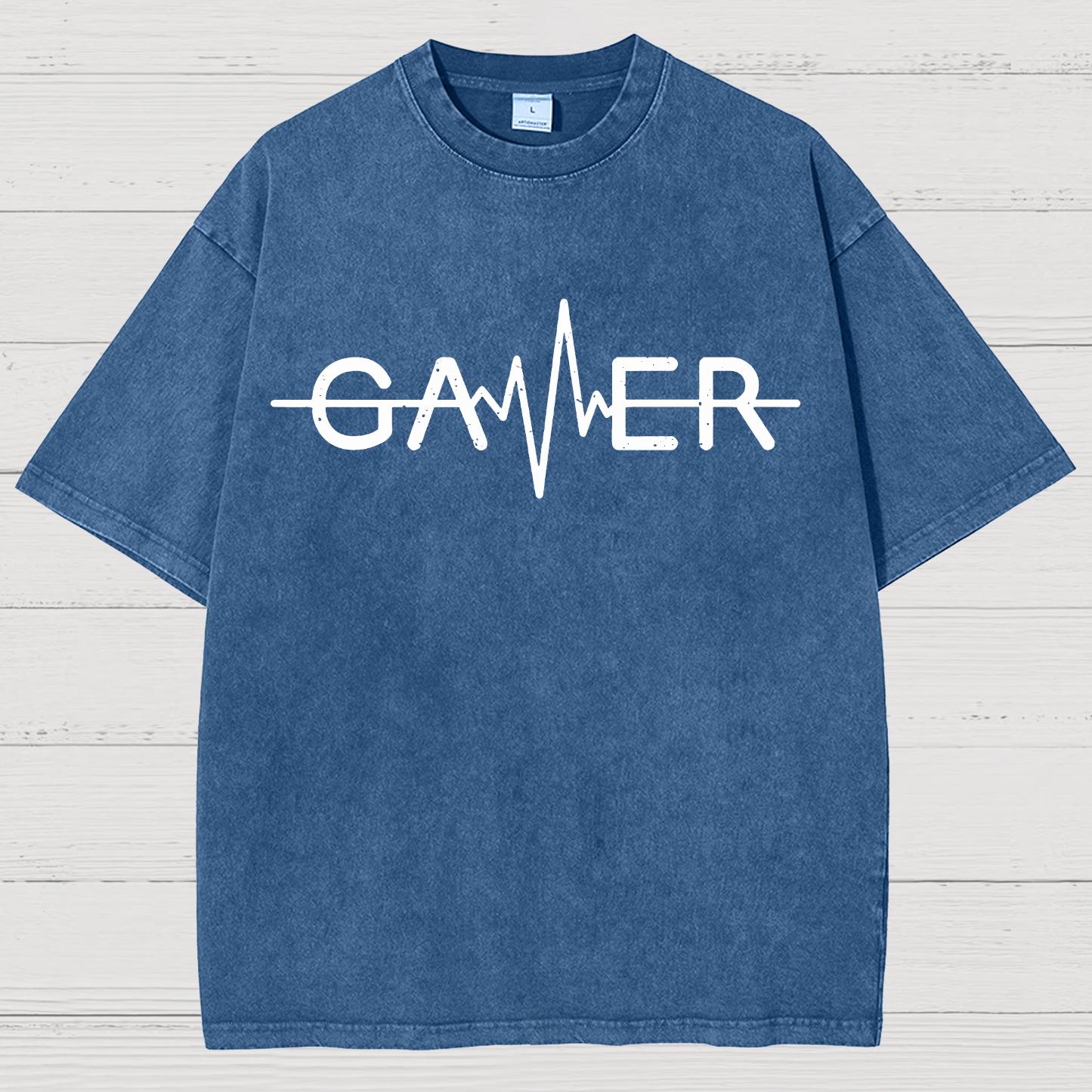 Gamer Heartbeat Vintage Distressed T-shirt