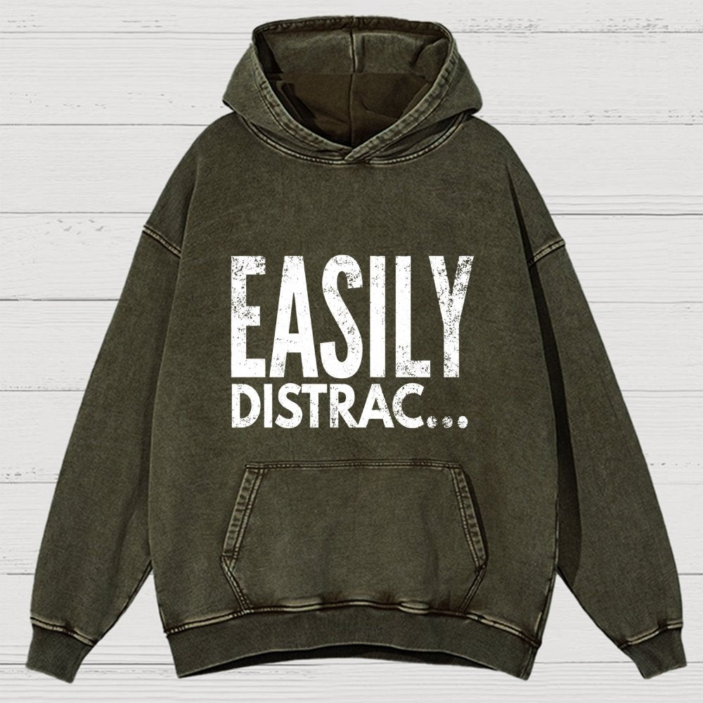 Easily Distrac  Vintage Distressed Hoodie