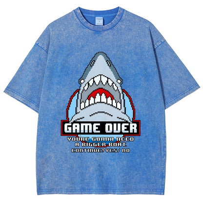 Game Over Shark Vintage Distressed T-shirt