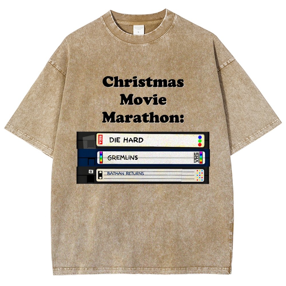 Christmas Movie Marathon Vintage Distressed T-shirt