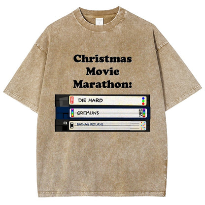 Christmas Movie Marathon Vintage Distressed T-shirt