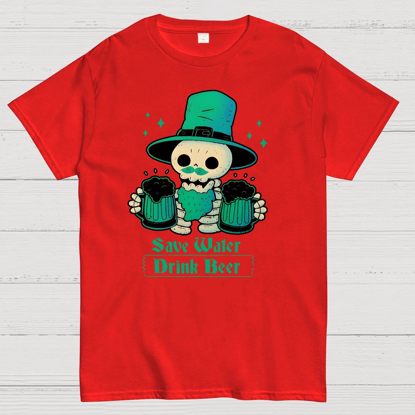 Skeleton St Patrick drinks Beer Geek T-Shirt