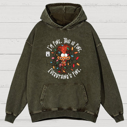 I'm Fine This Is Fine Everything Is Fine Christmas Light  Vintage Distressed Hoodie