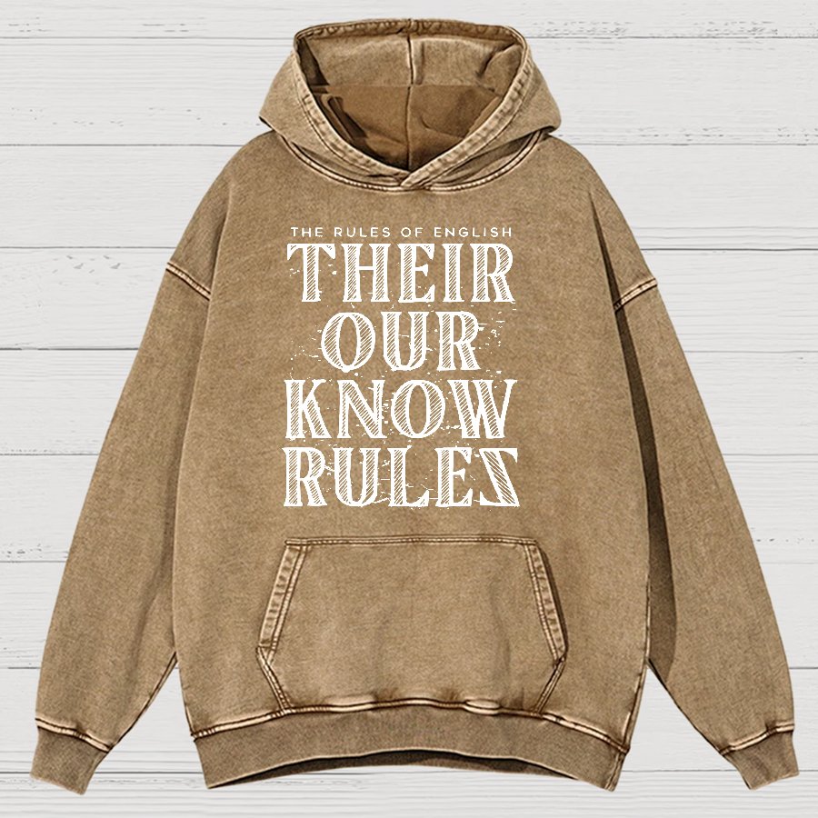 Their Our Know Rules Vintage Distressed Hoodie