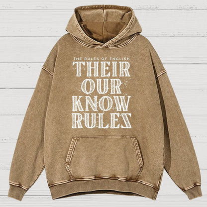 Their Our Know Rules Vintage Distressed Hoodie