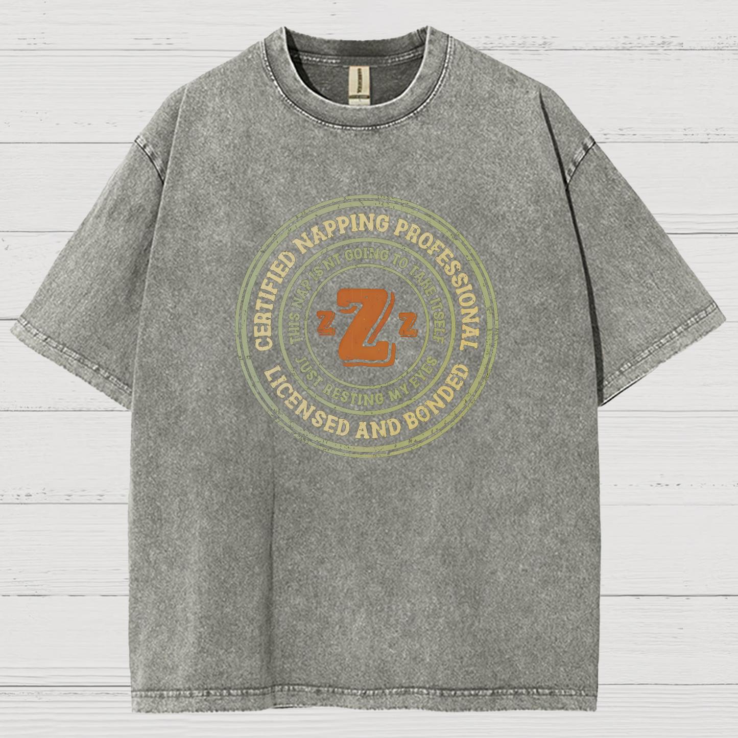 Certified Napping Professional Vintage Distressed T-shirt