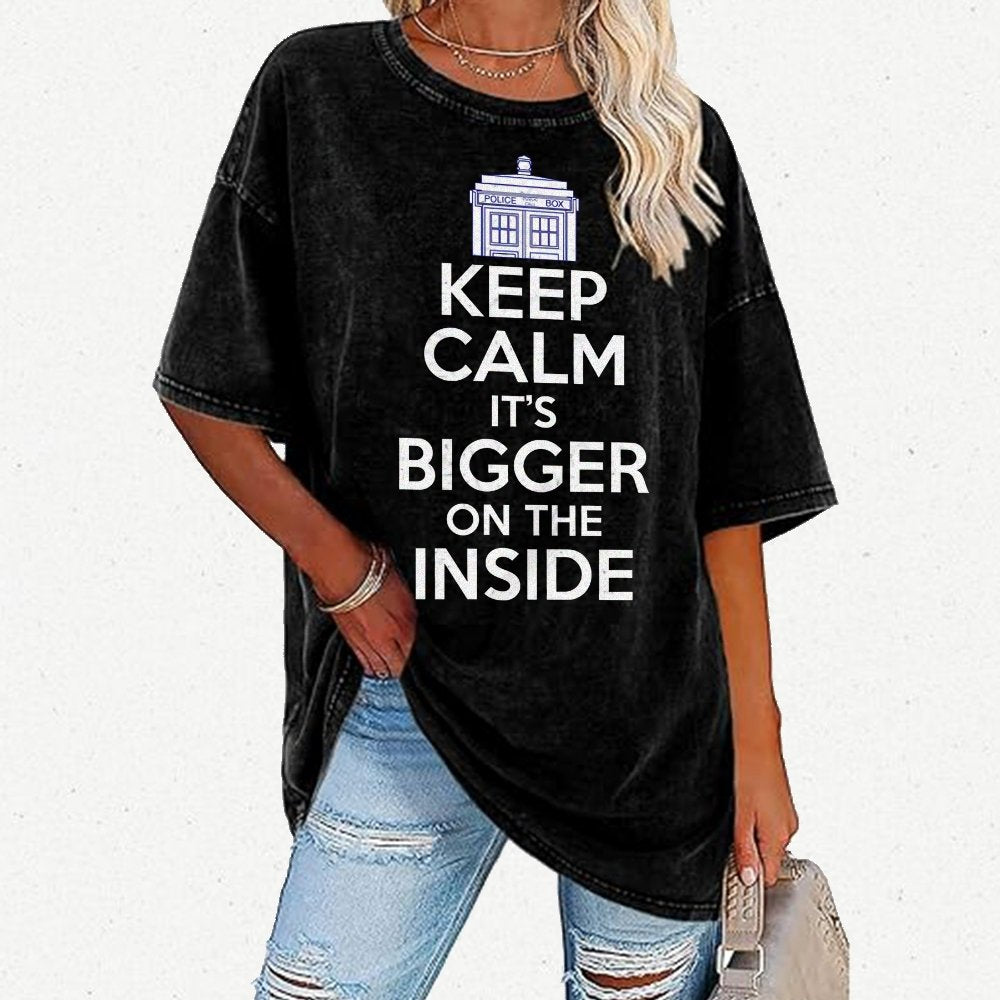 Keep Calm It's Larger On The Inside Vintage Distressed T-shirt