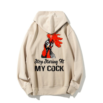 Stop Staring at My Cock Printed Back Unisex Cotton Hoodie