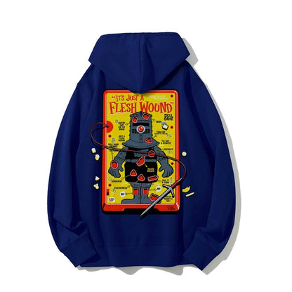 Flesh Wound Skill Game Nerdy Printed Back Cotton Hoodie
