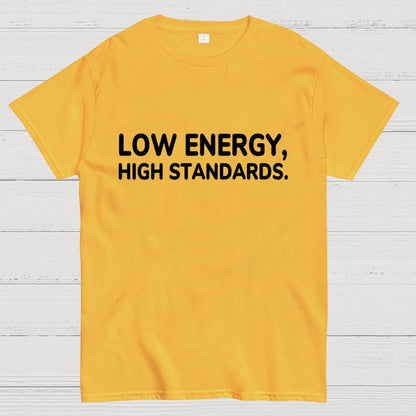 Low Energy, High Standards. Geek T-Shirt