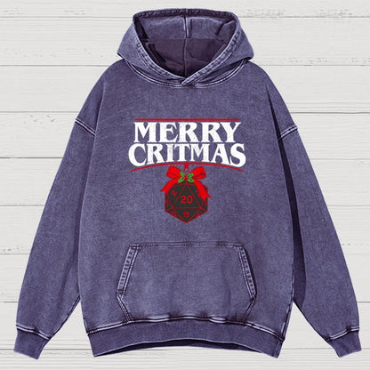 Merry Critmas D20 Holiday Vintage Distressed Hoodie