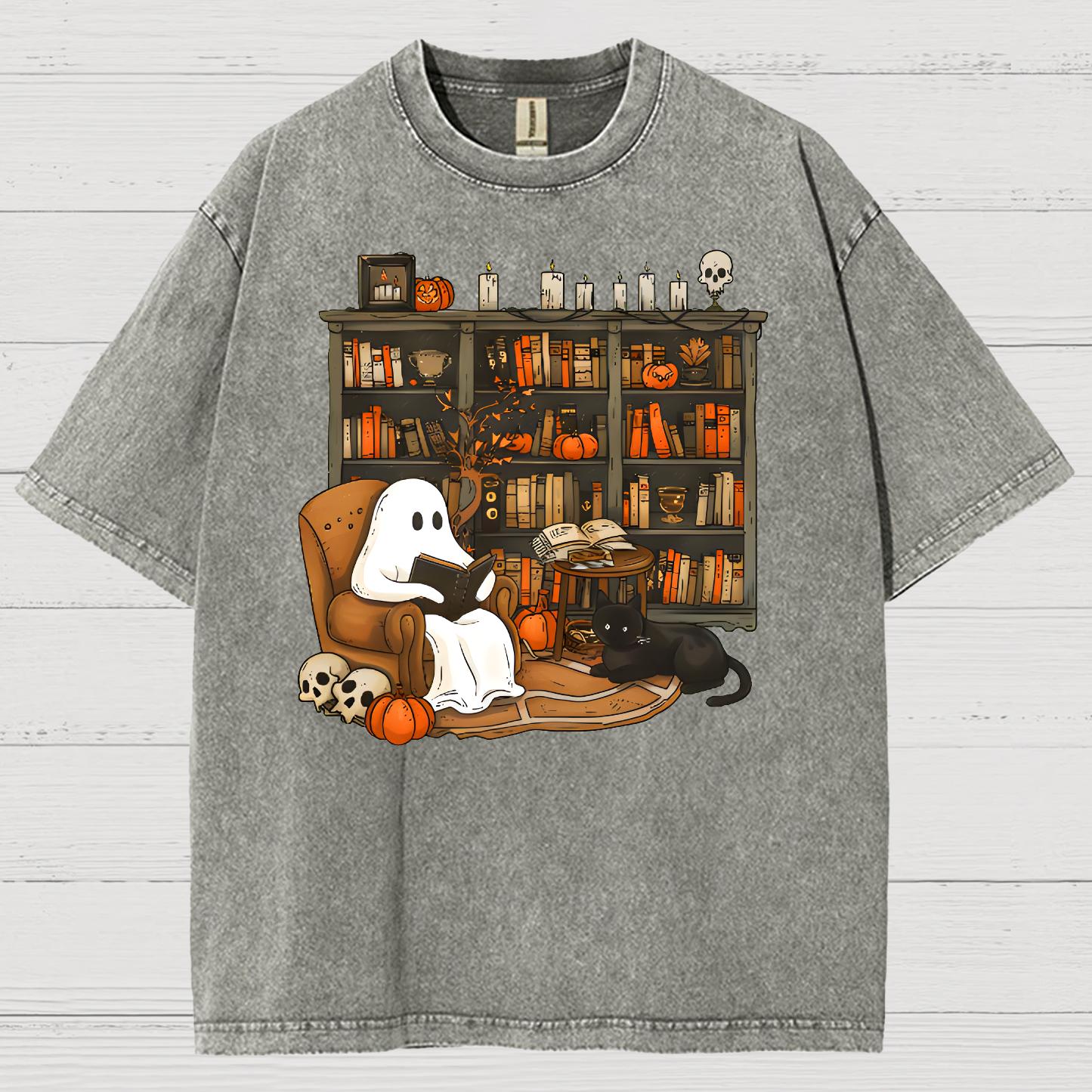 Retro Ghost Reading Books Sweatshirt Vintage Distressed T-shirt