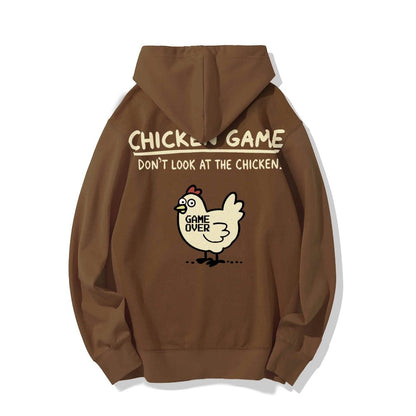 Chicken Game Geeky Printed Back Cotton Hoodie