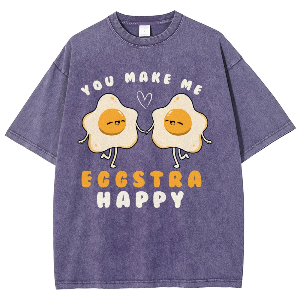 You Make Me Eggstra Happy Vintage Distressed T-shirt