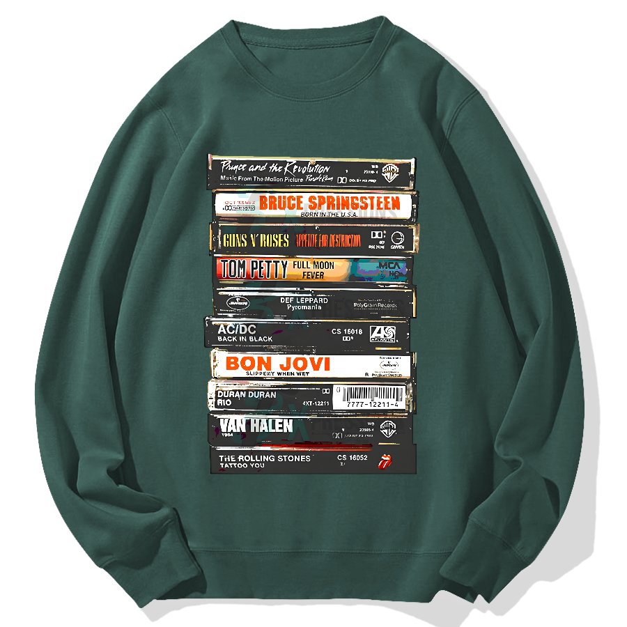Vintage Rock Cassettes Geek Cotton Sweatshirt