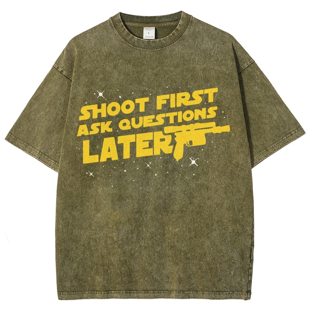 Shoot First Ask Questions Later Vintage Distressed T-shirt