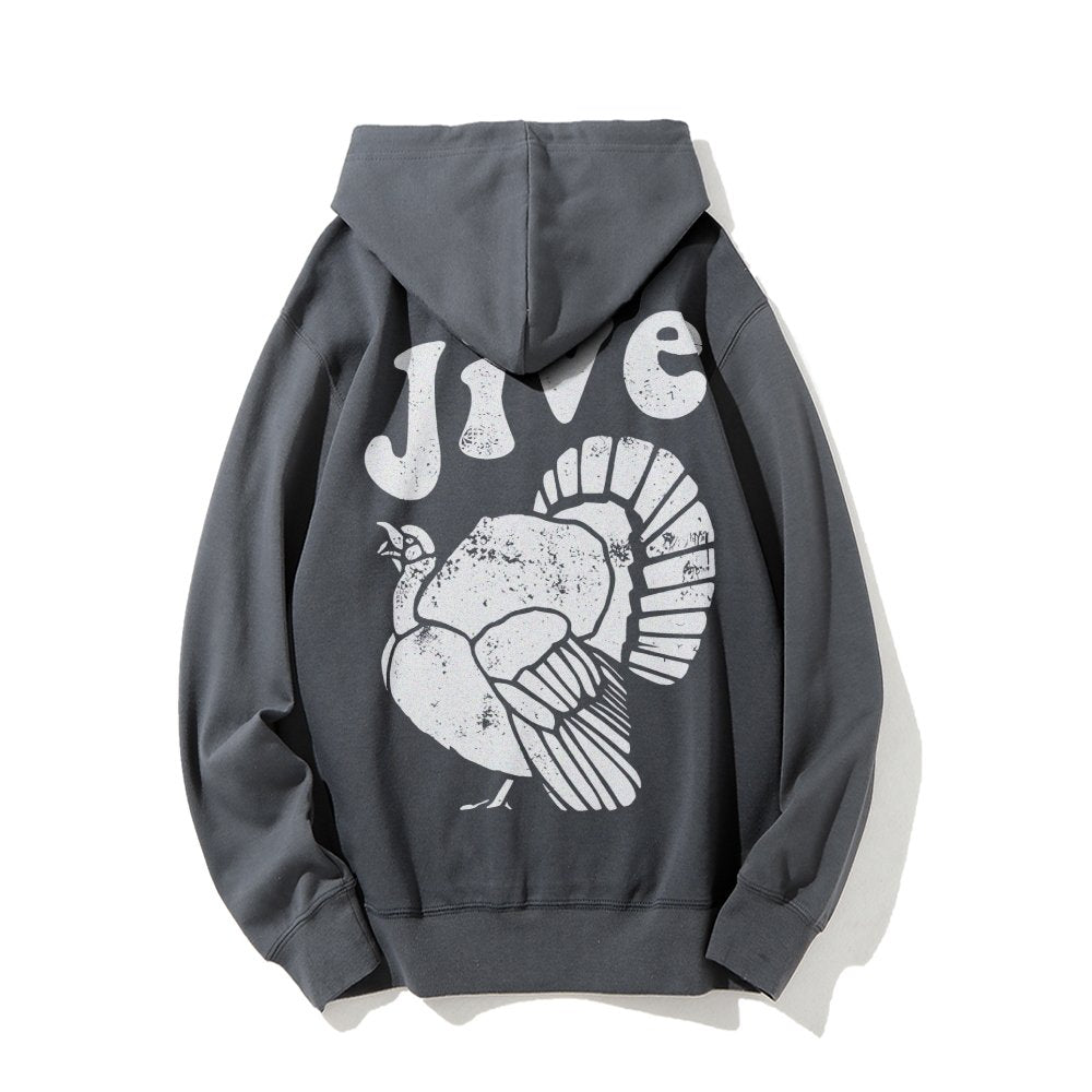 Jive Turkey Printed Back Unisex Cotton Hoodie