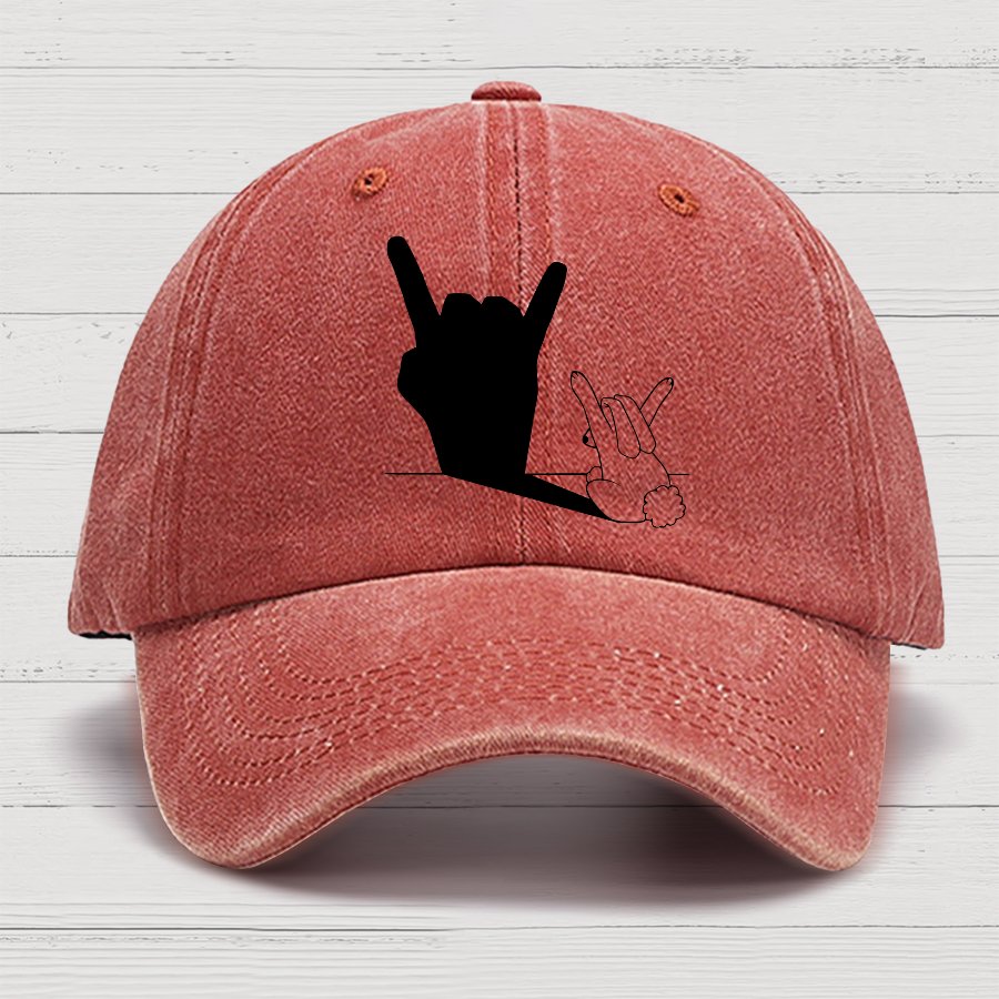 Rabbit Rock and Roll Hand Shadow Meme Style Unisex Gamer Movie Music Hat