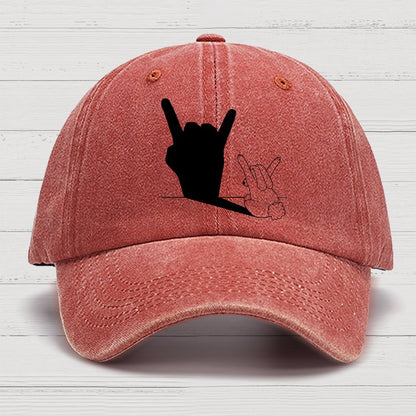 Rabbit Rock and Roll Hand Shadow Meme Style Unisex Gamer Movie Music Hat