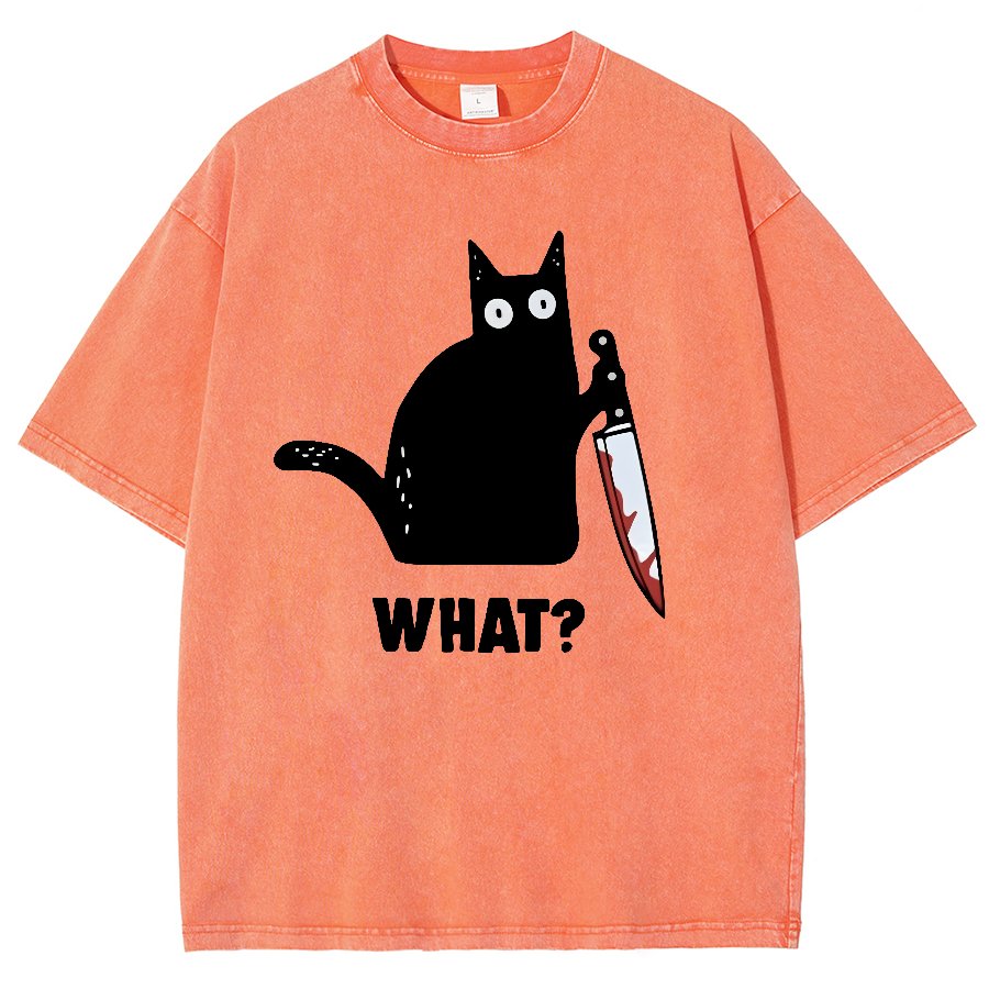 What! Funny Cat Vintage Distressed T-shirt