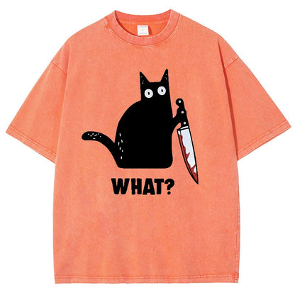 What! Funny Cat Vintage Distressed T-shirt