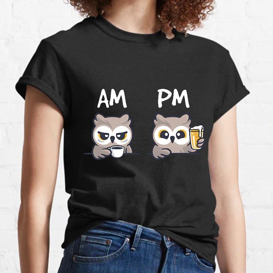 AM PM owl clock Geeky T-Shirt