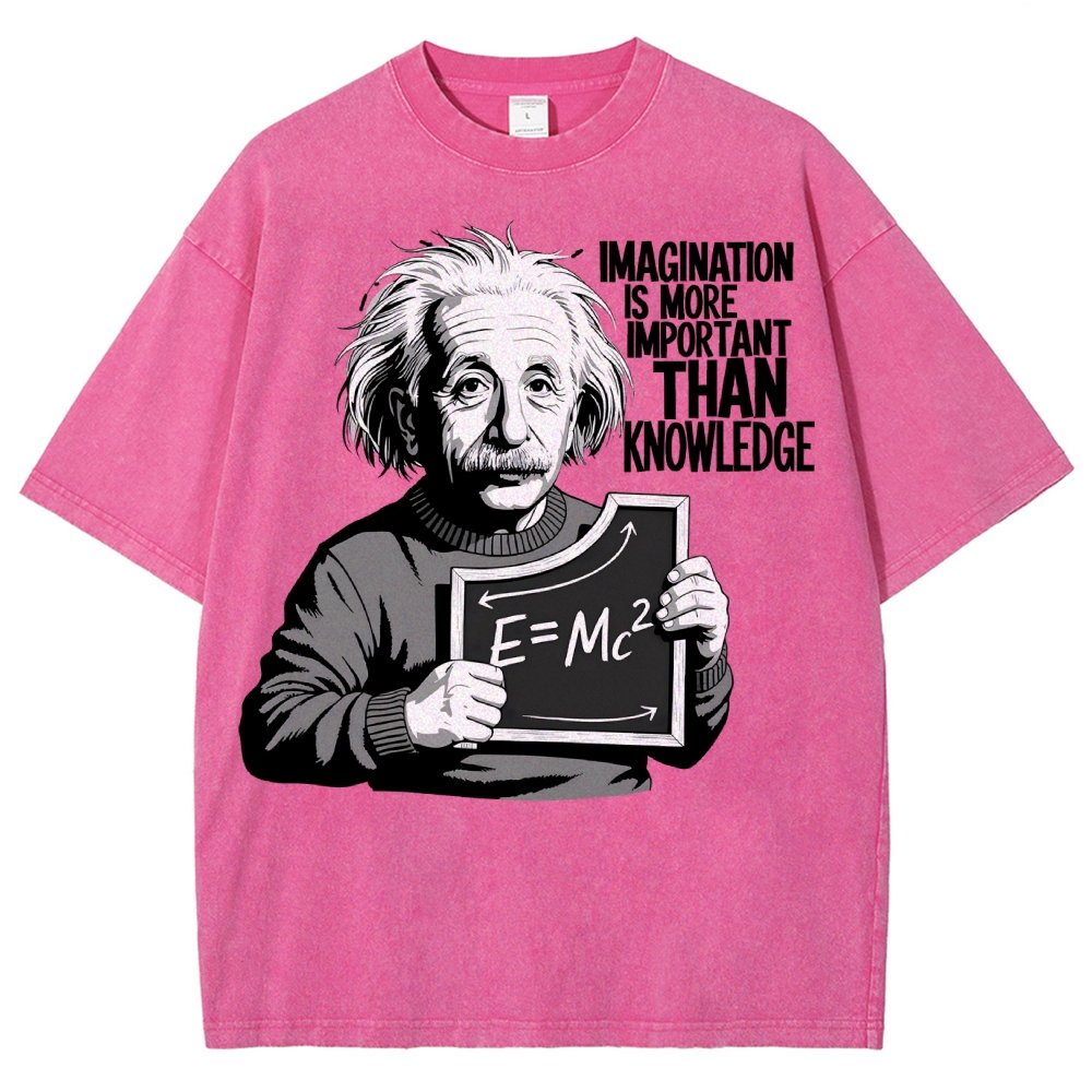Imagination is more important than knowledge Vintage Distressed T-shirt