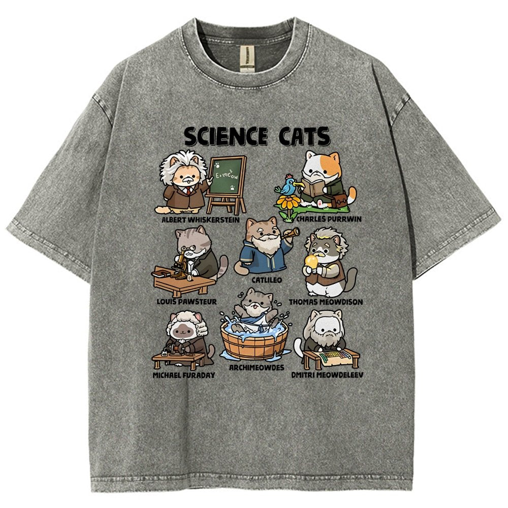 Science Cats Vintage Distressed T-shirt