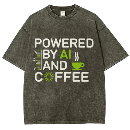 Powered By AI And Coffee Vintage Distressed T-shirt