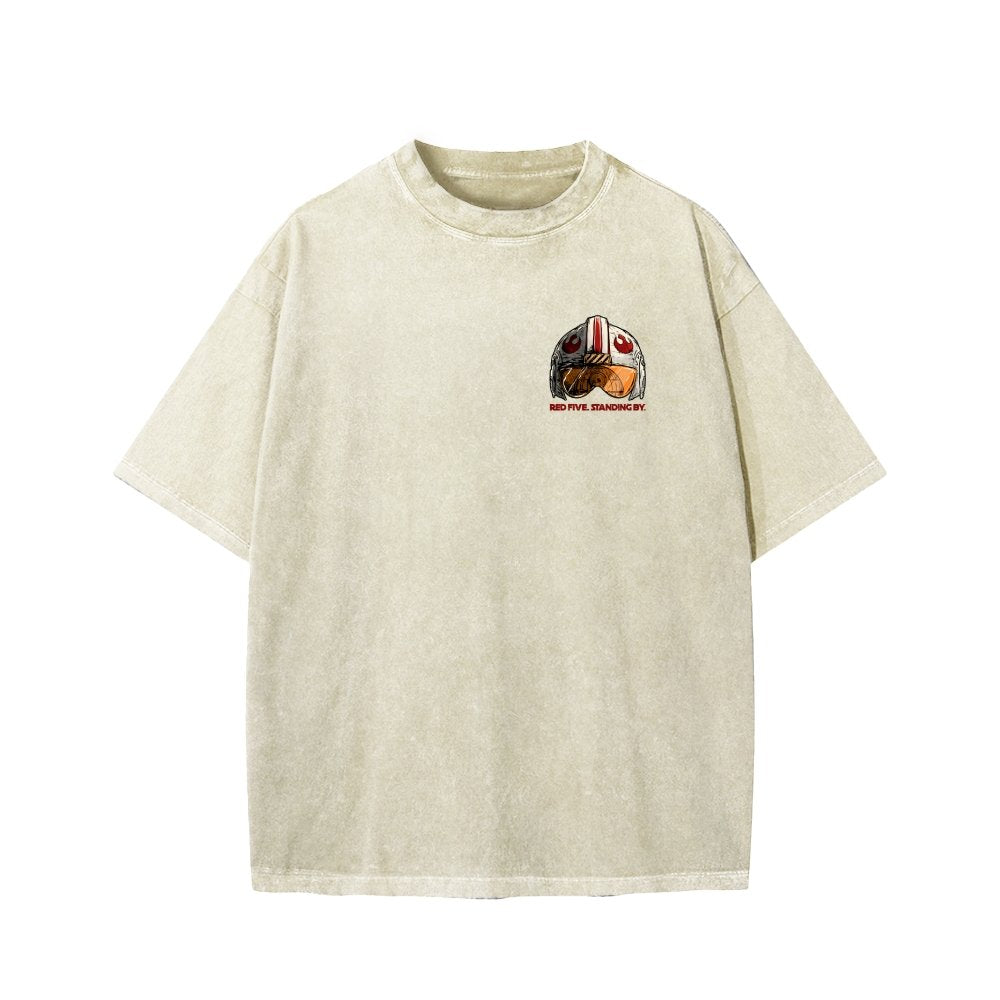 Standing By Front And Back Printing Washed T-shirt