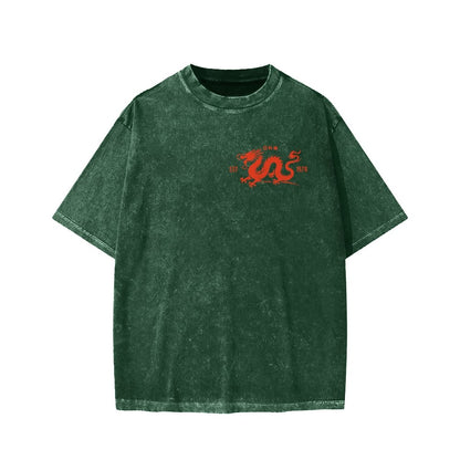 Lee Ho Fooks Front And Back Printing Washed T-shirt
