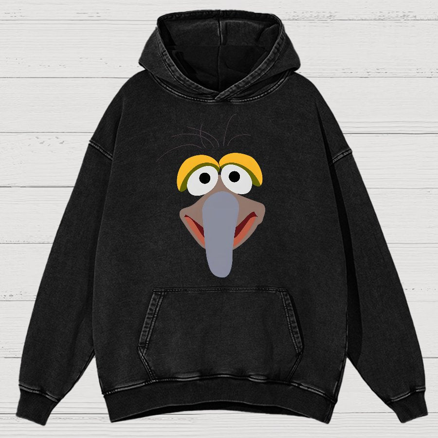 Retro Pop Culture Puppet Face3 Vintage Distressed Hoodie