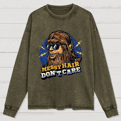 Messy Hair Don't Care Washed Long Sleeve Tee