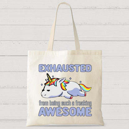 Exhausted From Being Awesome Lazy Casual Classic Canvas Bag