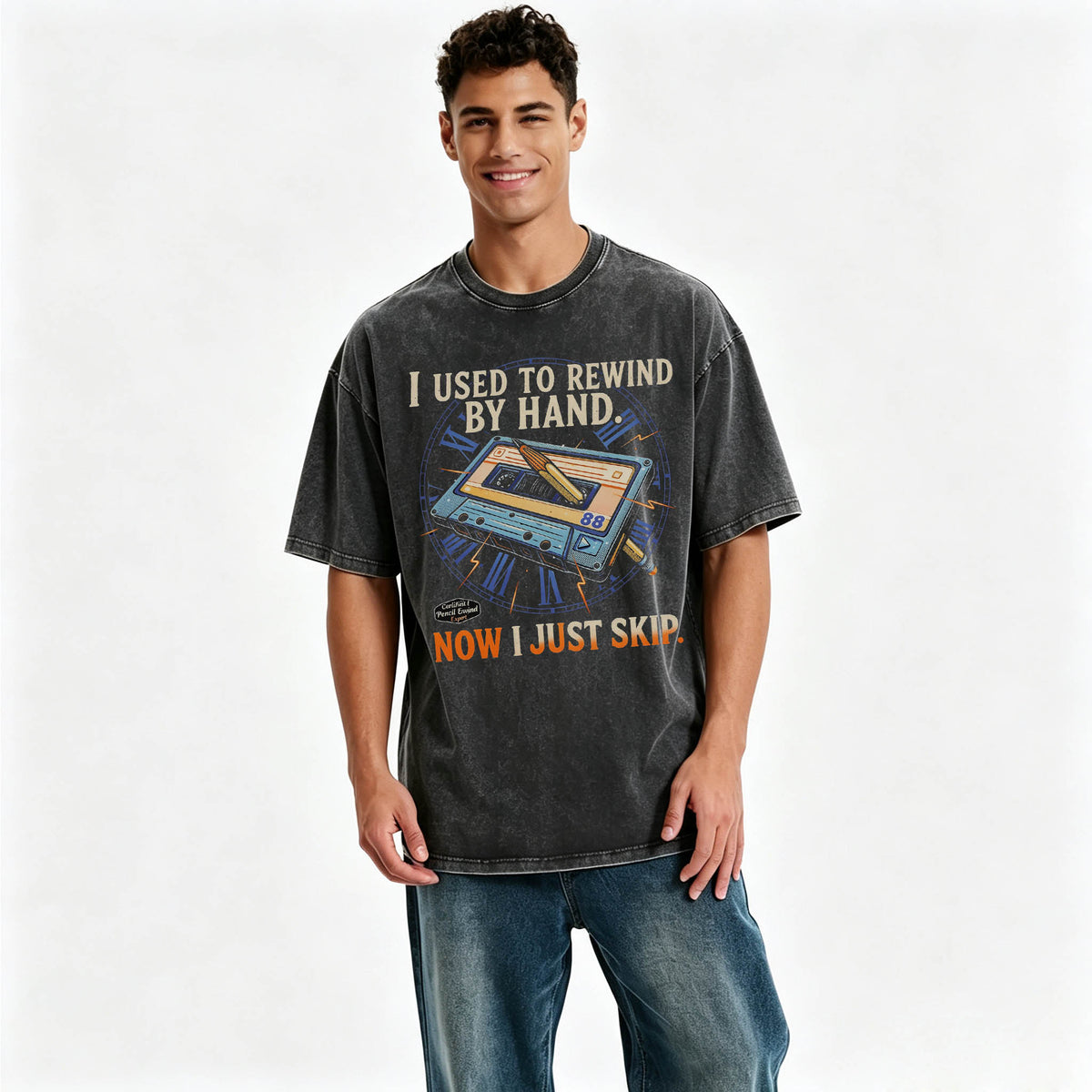 I Used to Rewind By Hand. Now I Just Skip. Funny Vintage Cassette T-Shirt